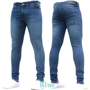 Cotton Men's Denim Jeans Pencil Pants Wholesale Fashionable Premium Customized Your Own Brand <b>Name</b> Logo Cheap Price High Colored - Product Image 1