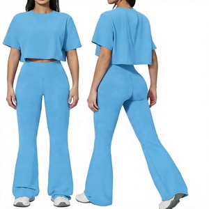 Conjunto Deportivo Elástico de 3 Piezas para Gimnasio, Yoga y Fitness, Estilo Moderno, Cintura Elástica, Spandex, Color Sólido - Product Image 1