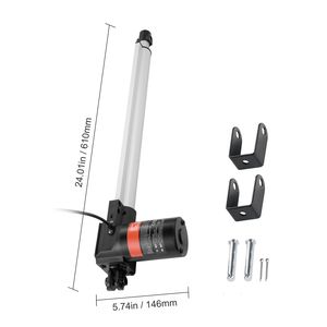 Attuatore Lineare 12V per Carichi Pesanti, 16 Pollici, Capacità 1320 libbre/6000N, Velocità 0,19 pollici/s, con Staffa di Montaggio e Cilindri - Product Image 4