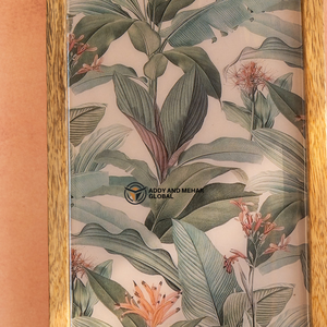 Bandeja de Almacenamiento de Lujo de Madera de Mango y Resina Epoxi con Estampado Botánico Tropical, Plato Decorativo para Mesa de Centro y Regalo de Decoración del Hogar - Product Image 4