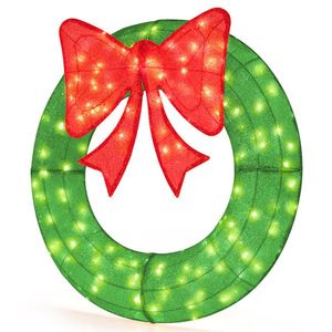 48\" Pre-Lit Christmas Wreath with 200 LED Lights Warm White Red Large Bow (29\"x30\") IP44 Weatherproof for Indoor/Outdoor Use - Product Image 5