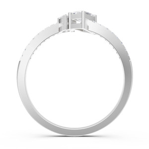 Anillo de Oro Blanco con Diamante Cultivado en Laboratorio, Corte Esmeralda en Forma de Pera, Certificado IGI, con Pavé, para Mujer, Regalo de Compromiso, Boda o Aniversario - Product Image 2