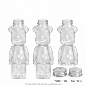 Tall Bear 400ml PET Plastic Bottle with Screw Lid OEM ODM for Beverage Juice Bubble Tea Export to Asia Europe America - Product Image 1