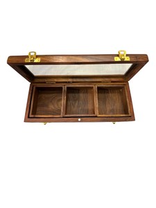 Caja de especias de madera con tapa de vidrio, 3 compartimentos, organizador de almacenamiento de hierbas resistente al polvo para cocina, organizador de especias de madera natural - Product Image 6