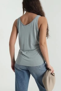 Red Eco-Friendly Quick Dry Casual Summer Breathable <b>Spaghetti</b> <b>Strap</b> <b>Tank</b> <b>Top</b> with O-Neck Plus Size Women in Polyester/Cotton - Product Image 6