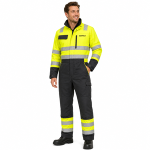 Yellow Black Spandex High Visibility Reflective <b>Waterproof</b> Unisex Work Coverall Industrial Safety <b>Overall</b> Utility Pockets - Product Image 6