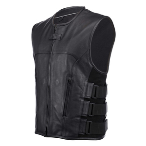 Gilet de moto en cuir matelassé personnalisé pour homme, finition premium, design réversible décontracté, protection anti-UV, fermeture éclair - Product Image 3