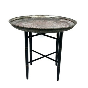 Metal Iron <b>Round</b> Shape <b>Table</b> Bottom Four Leg <b>Side</b> <b>Table</b> Nickel Plated Finished Classic <b>Side</b> <b>Table</b> Home Furniture - Product Image 1
