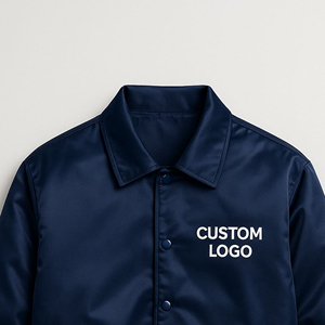 แจ็คเก็ตบอมเบอร์ผ้าซาติน - แจ็คเก็ตเลตเตอร์แมนสีน้ำเงินกรมท่า ปักลาย พร้อมเป็นของขวัญ - ปกพับได้ ติดกระดุมแป๊ก - Product Image 3