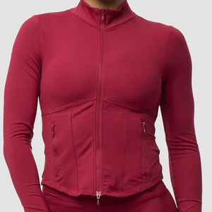Veste de sport à manches longues pour femme, hiver, chaude, extensible dans quatre directions, respirante, haut de sport zippé, vêtements de fitness, vêtements de sport, yoga - Product Image 5