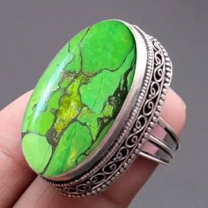 Green <b>Turquoise</b> Gemstone Vintage <b>Ring</b> 925 Silver Handmade Designer <b>Ring</b> For Her Wholesale <b>Ring</b> Supply - Product Image 4