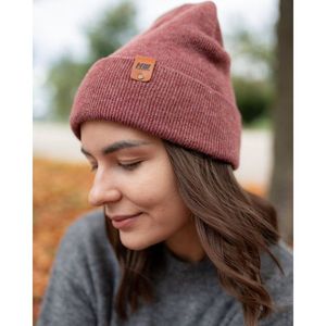 Set Tradizionale di Sciarpa, Cappello e Guanti in Tessuto Rustico Bordeaux con Polsini - Product Image 4