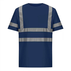 เสื้อยืดกีฬาผู้ชาย Econex สีน้ำเงินสะท้อนแสง แห้งเร็ว กันยับ ปลอดภัย มองเห็นได้ชัดเจน สำหรับงานตรวจสอบ พร้อมหน้าจอตรวจจับเข็ม - Product Image 2