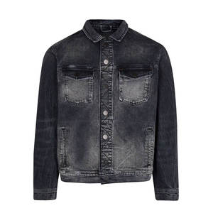Factory Custom High Quality Street Wear Button Dirty Distress <b>Rhinestone</b> Washed Fashion Design Denim <b>Jacket</b> for Men - Product Image 1
