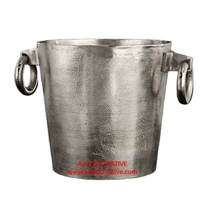 Solid Aluminum Decorated Best Quality Silver Finishing Metal Champagne Chilled Bottle <b>Ice</b> <b>Bucket</b> With Handles - Product Image 1