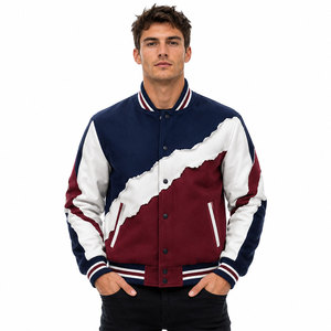 Latest Design <b>White</b> Burgundy Letterman <b>Jacket</b> Chevron Pattern Soft Fabric Modern Streetwear Style - Product Image 1