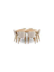 Table à manger moderne en bois massif tendance, 4 places, rectangulaire, style mid-century, avec ensemble de chaises rembourrées pour la maison et les restaurants - Product Image 5
