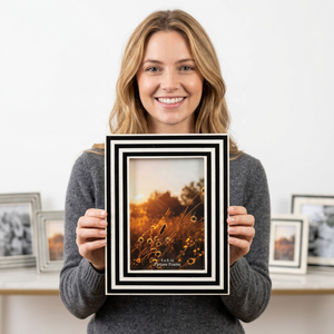 Black And <b>White</b> Striped Resin Picture <b>Frame</b> 4x6 In Vertical Wall Mount Hanging Photo <b>Frame</b> - Product Image 1