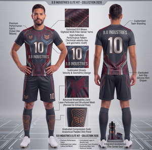 Ensemble de maillots de football personnalisés sublimés motif flux volcanique, respirant, en maille, rouge anthracite, avec chaussettes techniques propres, OEM - Product Image 5