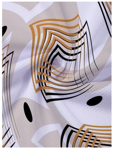 T-shirt à manches courtes pour homme, imprimé géométrique, col rond, coupe ajustée, décontracté, blanc, or, noir, motif imprimé numérique, respirant, tissé - Product Image 5