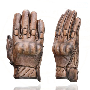 Samroz Sports Men's Perforated Leather Full Finger Motorcycle Hand <b>Gloves</b> W/Breathable ‘Open Knuckle - Product Image 1