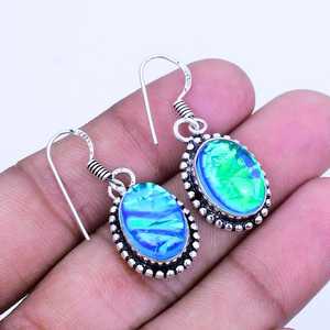 Handmade Australian Triplet Fire Opal <b>Earrings</b> 925 Sterling Silver Boho Jewelry Statement Gift For Women <b>Men</b> - Product Image 1