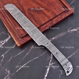 Cuchillo de Acero de Damasco Forjado a Mano de 13 Pulgadas con Punta Caída, Hoja de 0.5mm de Grosor, Hoja Lisa de Espiga Completa para Fabricación de Cuchillos DIY - Product Image 4