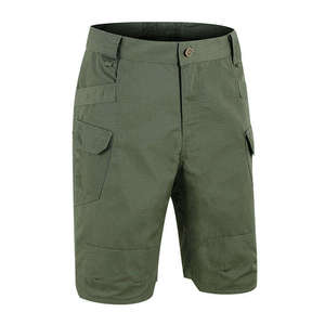 Shorts cargo pour homme, vert uni, taille mi-haute, fermeture boutonnée, séchage rapide, décontractés, style bermuda, avec plusieurs poches - Product Image 1