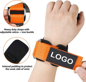 Poignées de paume sans doigts pour l'exercice avec sangle de maintien noire, poignée de paume rouge avec néoprène respirant réglable de qualité OEM supérieure - Product Image 4