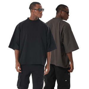 Camiseta Oversize de Cuello Redondo 100% Algodón, 260GSM, Negra/Marrón, con Logotipo Personalizado en la Parte Delantera, Corte Cuadrado - Product Image 2