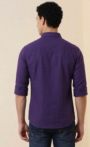 เสื้อเชิ้ตผู้ชาย Enovate แบบกระดุมสองแถว สีพื้น แขนยาว สไตล์ลำลอง ปกคอพับ ระบายอากาศได้ดี ผ้าป๊อปลินคอตตอน - Product Image 3