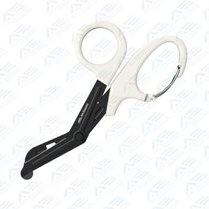 Ciseaux médicaux blancs ou noirs avec mousqueton, 7,5 pouces, ciseaux à pansements, ciseaux de traumatologie, lames antiadhésives revêtues de fluorure - Product Image 2