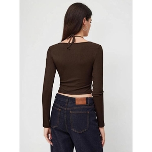 Women’s Halter Neckline Knotted <b>Cross</b>-Wrap Crop <b>Top</b> | Y2K / Acubi Style - Product Image 3