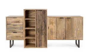 Modern <b>Rustic</b> Solid Wood Modular <b>Sideboard</b> with Drawers Shelves Cabinet Doors 5 ft Storage for Living Room Home Furniture - Product Image 4