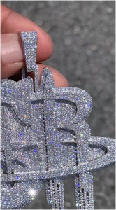 Colgante Personalizado de Hip Hop para Hombre con Diamantes de Laboratorio y Moissanita, Plata de Ley 925, Letra Inicial o Nombre - Product Image 5