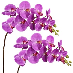 THAF-007 Fleur d'orchidée artificielle, 9 pétales larges, orchidées artificielles réalistes en latex, tiges de phalaenopsis, fleur pour mariage, décoration de la maison - Product Image 1