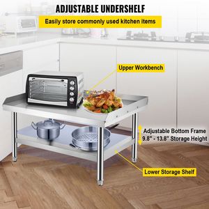 Table de cuisson professionnelle en acier inoxydable 48 x 30 x 24 pouces avec support de grill réglable et rangement sous le plateau - Product Image 4