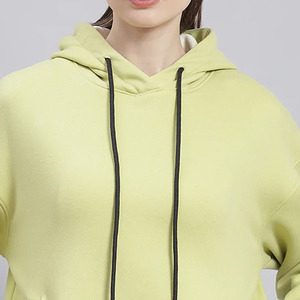 Sudadera con capucha de forro polar de moda para mujer, informal, de manga larga, estilo crop top - Product Image 5