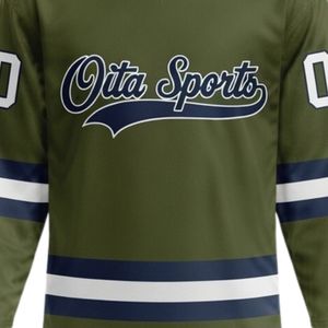 Conjunto de Camiseta y Pantalones Cortos de Hockey sobre Hielo Sublimados en Verde Oliva y Blanco para Hombre, Cuello en V, Rayas, Poliéster, Uniforme Deportivo, Ropa de Entrenamiento - Product Image 5