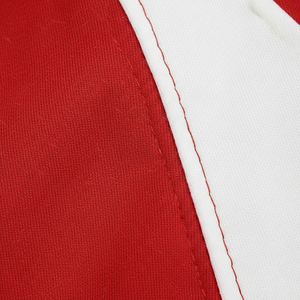 Ensemble de survêtement vintage pour homme, rouge et blanc, à blocs de couleur, manches longues, col à capuche, 100 % coton molletonné, coupe ample sportive, poches latérales - Product Image 4