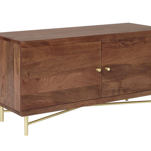 Mueble de teca maciza de estilo moderno de mediados de siglo con patas y tiradores de latón resistentes, ideal para la sala de estar. - Product Image 2