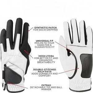 Gants de golf UAA pour hommes en cuir véritable durable, fermeture auto-agrippante, ajustement compressif, main gauche, taille unique universelle, toutes saisons - Product Image 1