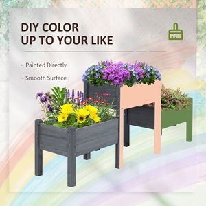 73 \ "x18 \" x32 \ "Grey letto da giardino in legno a 3 livelli con Design autoportante per erbe e fiori - Product Image 4