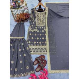 Designer Women's <b>Top</b> & Dupatta Set Elegant <b>Party</b> Wear Plazzo Look - Product Image 5