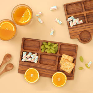 Plateau de service en bois de bus londonien Offre Spéciale plateau carré et assiette en bois pour enfants planche de charcuterie décorative pour fromage et fruits - Product Image 4