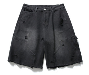 Pantalones Cortos de Mezclilla Baggy para Hombre, Diseño Desgastado, Estilo Urbano, Vintage, Personalizado, de Lujo, Lavado a la Piedra - Product Image 6