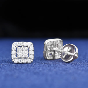 Boucles d'oreilles clous de luxe plaquées or 9 carats avec diamants de laboratoire taille brillant rond, certifiées IGI, design halo en grappe, pour femme, cadeau de fête - Product Image 3