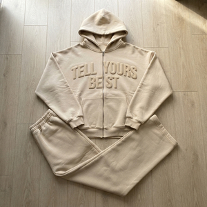 Ensemble de survêtement unisexe imprimé en relief avec capuche et fermeture éclair, manches longues, en coton, sweat-shirt et pantalon, tenue décontractée d'hiver, ensemble de survêtement personnalisé - Product Image 4