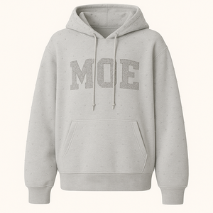 Sweat-shirt à capuche tendance streetwear entièrement orné de strass, logo personnalisé effet vieilli, coton 400+ GSM, fabrication OEM de vêtements - Product Image 6