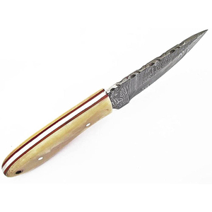 Couteau à dépecer BurraqCustom fait main en acier Damas de 9 pouces avec une belle poignée et un étui en cuir, parfait pour les activités de plein air et les cadeaux - Product Image 1